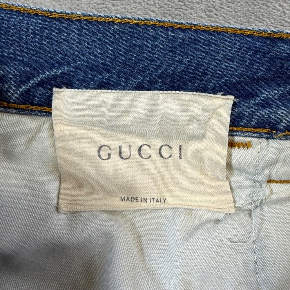 Gucci Studded Skinny Jeans Mens Size 32x29 Blue Acid Wash Made in Italy - Picture 7 of 11
